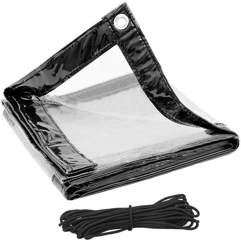 foto del prodotto woltu telone impermeabile per esterno trasparente telo occhiellato pvc 380g m trasparente 3 x 3 m