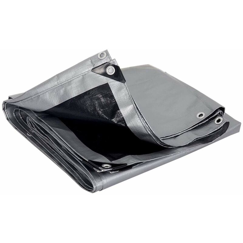 foto del prodotto woltu telone impermeabile telo di protezione antipioggia pe 280g m grigio nero 4 x 5 m