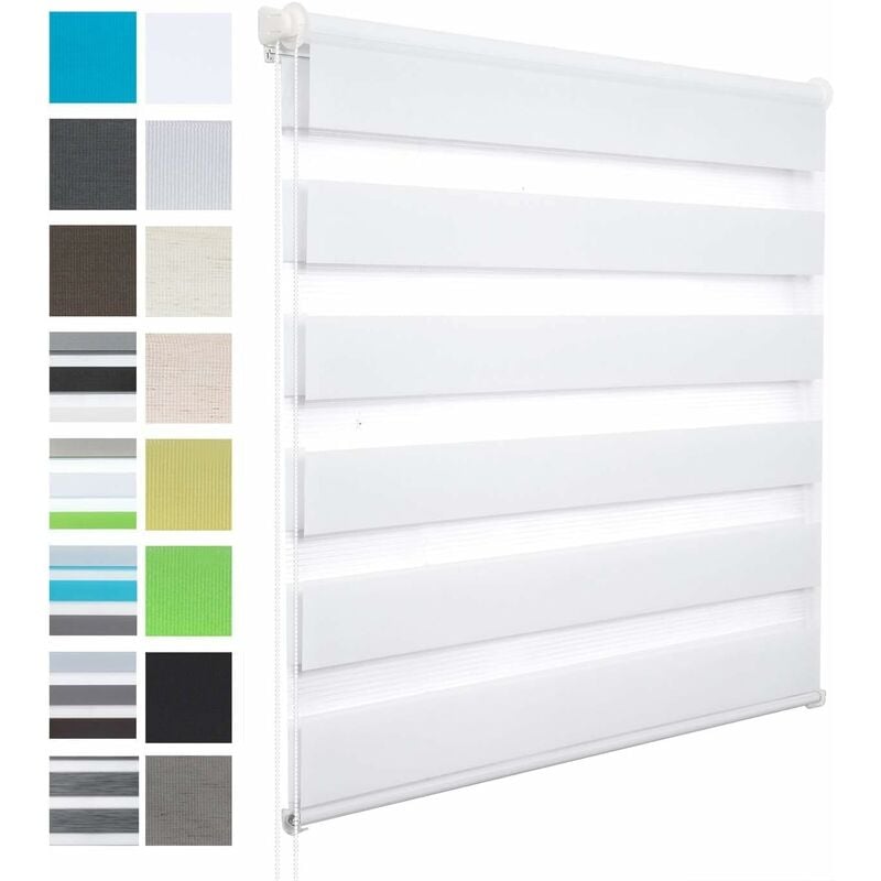 foto del prodotto woltu tenda a rullo doppio oscurante per interni senza foratura avvolgibile bianco 85x130 cm