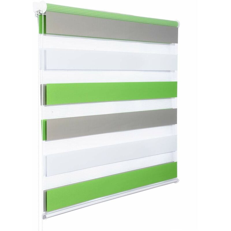 foto del prodotto woltu tenda a rullo doppio oscurante per interni senza foratura avvolgibile bianco verde grigio 90x150 cm