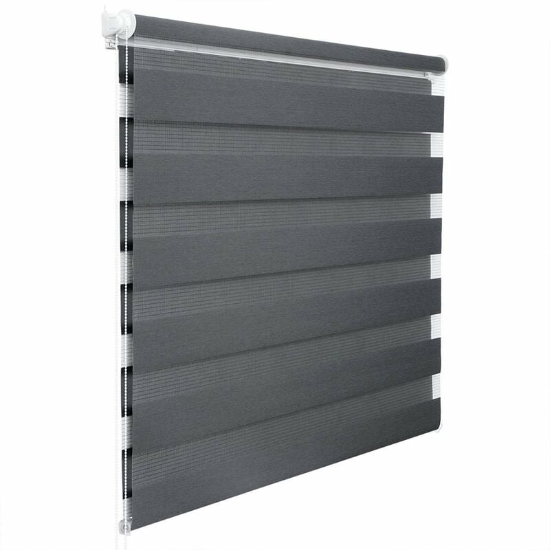 foto del prodotto woltu tenda a rullo doppio oscurante per interni senza foratura avvolgibile grigio scuro 110x150 cm