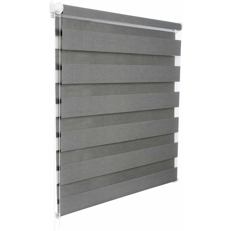 foto del prodotto woltu tenda a rullo doppio oscurante per interni senza foratura avvolgibile legno grigio 75x150 cm