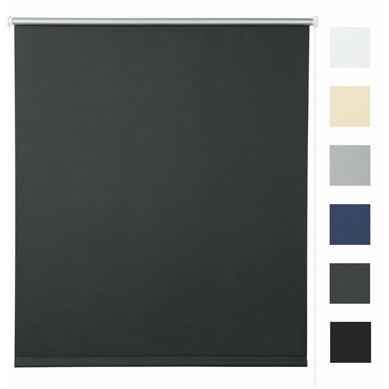 foto del prodotto woltu tenda a rullo oscurante termica isolante finestra porta senza fori carbone nero 90x210 cm