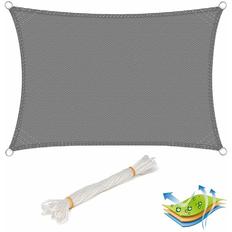 foto del prodotto woltu tenda a vela parasole telo da sole in protezione solare anti uv giardino grigio 4x6 m