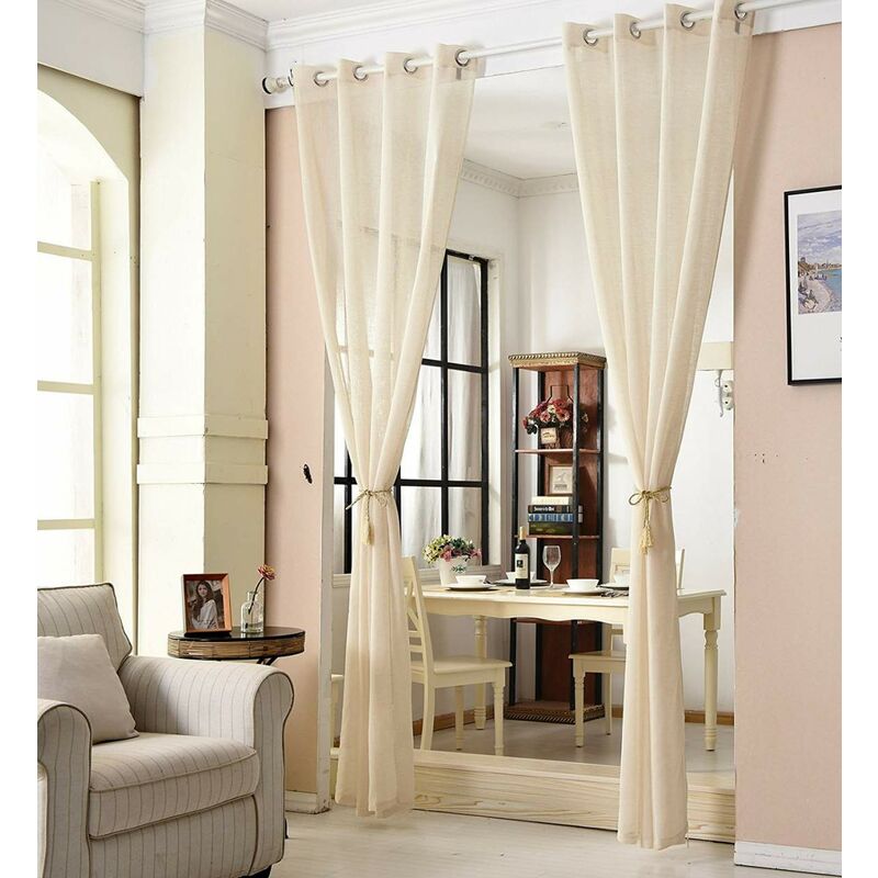 foto del prodotto woltu tenda finesta trasparente per camera da letto voile colore 1x sand 140x225 cm ,tenda senza cinghie