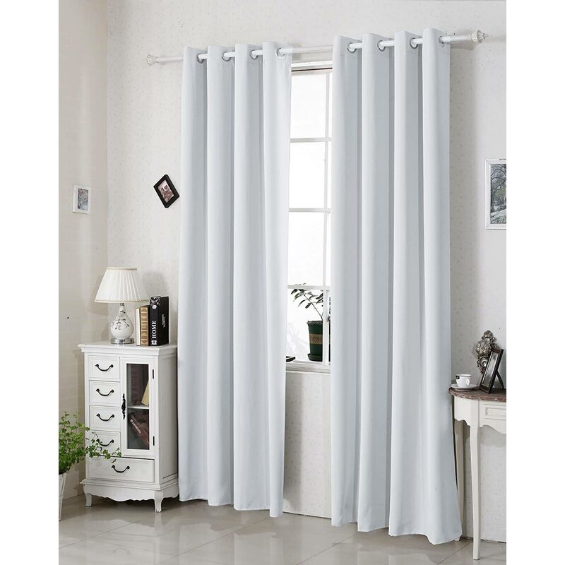 foto del prodotto woltu tenda oscurante per finestre con occhielli per camera da letto. 2 pannelli bianco ,tenda senza cinghie