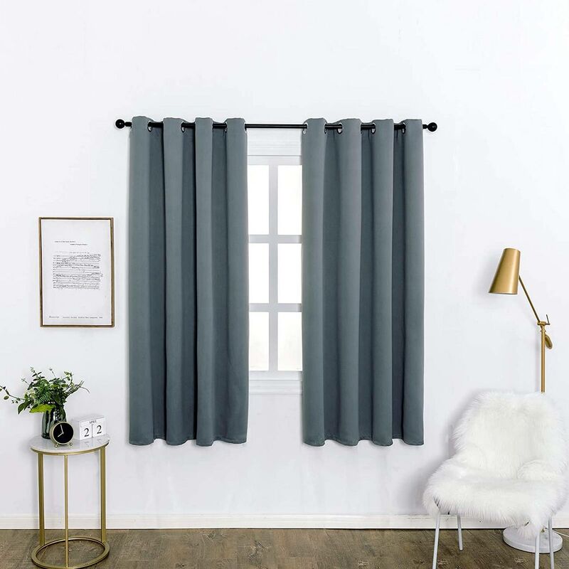 foto del prodotto woltu tenda oscurante per finestre con occhielli per camera da letto. 2 pannelli grigio ardesia ,tenda senza cinghie