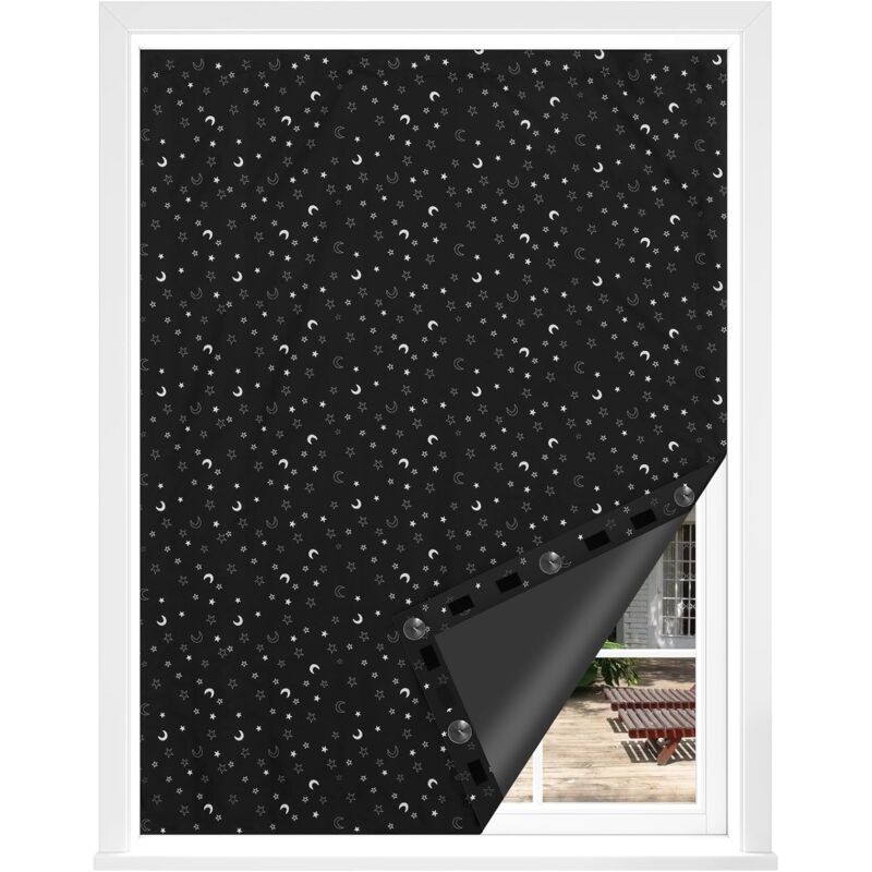 foto del prodotto woltu tende cieche con ventosa isolante termico per riflettore con chiusure a strappo tenda portatile regolabile 130x200 cm, nero con motivo