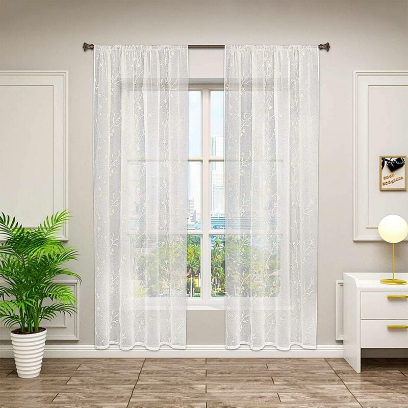 foto del prodotto woltu tende trasparenti senza occhielli per soggiorno camera da letto 2 pannelli voile beige 140x225cm ,tenda senza cinghie
