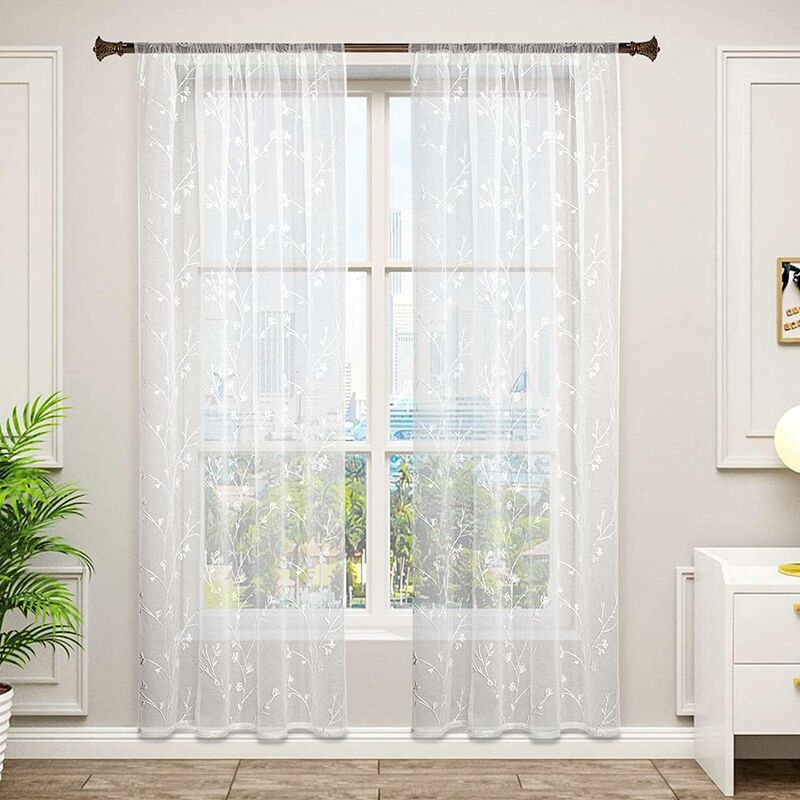 foto del prodotto woltu tende trasparenti senza occhielli per soggiorno camera da letto 2 pannelli voile bianco 140x245cm ,tenda senza cinghie