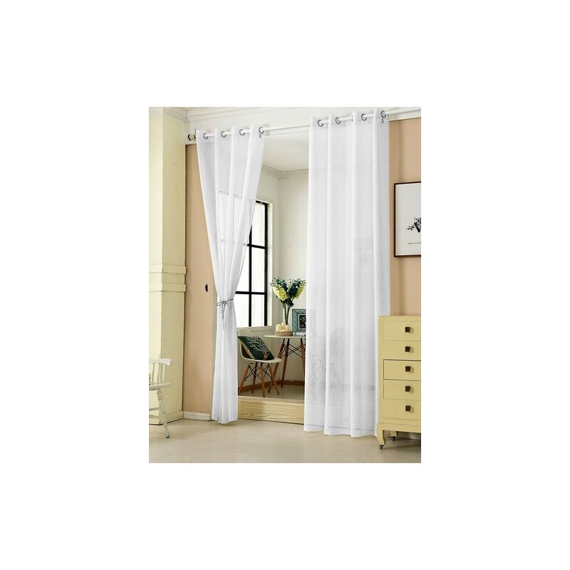 foto del prodotto woltu voile tenda fineste trasparente con occhielli per camera da letto 2x bianco ,tenda senza cinghie