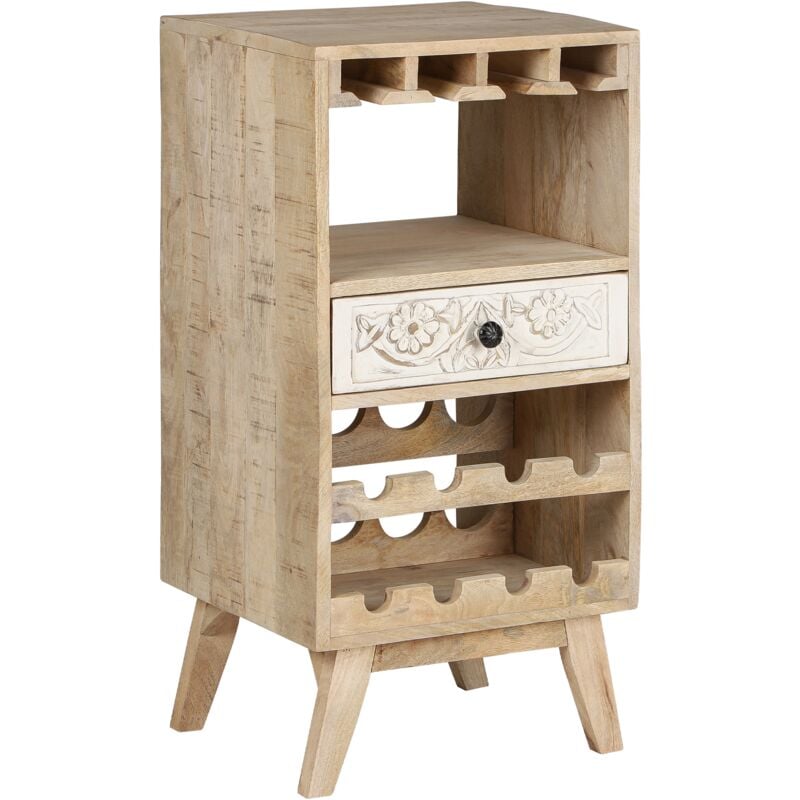 foto del prodotto womo design mobile portabottiglie roma con portabicchieri e cassetto cantinetta 45 x 90 x 40 cm unicato artigianale scaffale per 8 bottiglie di