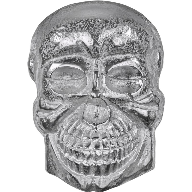 foto del prodotto womo design scultura decorativa da parete a forma di teschio in alluminio lucido con finitura in nichel teschio gotico teschio d argento 42 x 30 cm