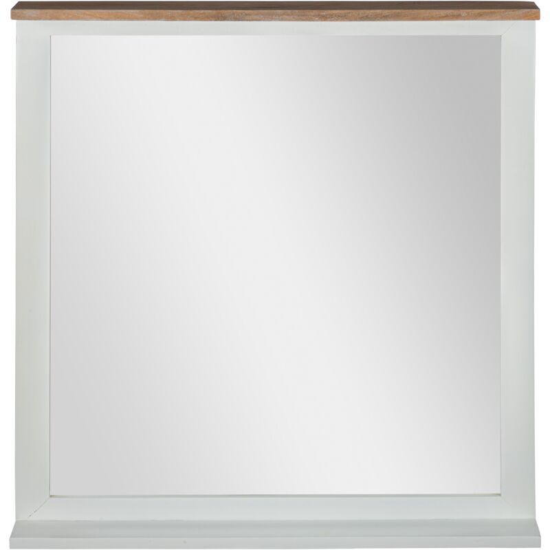 foto del prodotto womo design specchio da parete xi an 80 x 76 cm cornice in colore naturale e bianco in legno massiccio di mango stile rustico clasico specchiera da