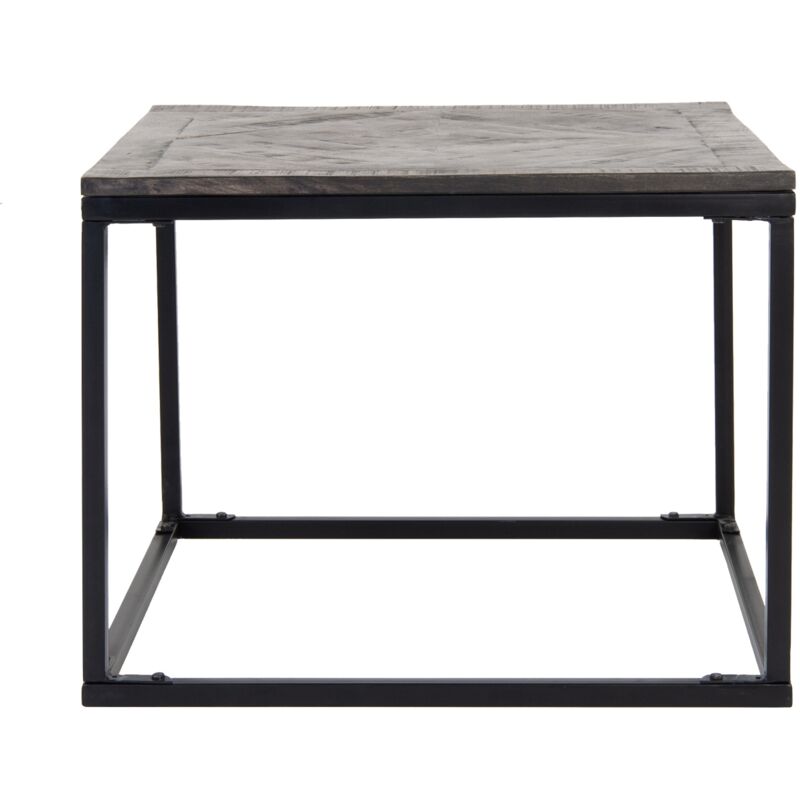 foto del prodotto womo-design tavolino basso da caffè 60 x 60 cm quadrato grigio legno massello di mango naturale tavolo da divano per soggiorno struttura in metallo nero da salotto fatto a mano