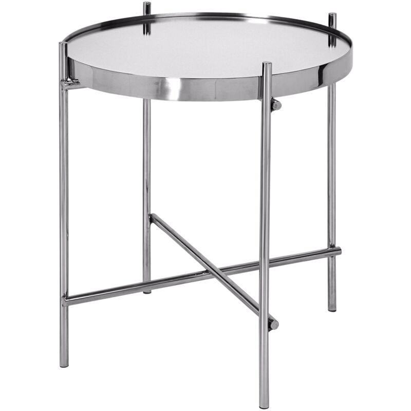 foto del prodotto womo design tavolino da caff 43x45 cm colore argento struttura metallica cromata e piano in vetro tavolo basso da divano per soggiorno tavolo