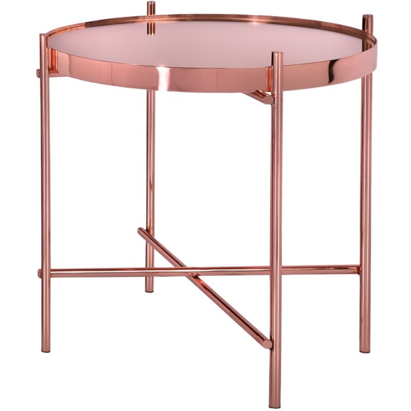 foto del prodotto womo design tavolino da caff 43x45 cm colore rame realizzato in metallo e vetro tavolino da design per soggiorno con piano in vetro e struttura