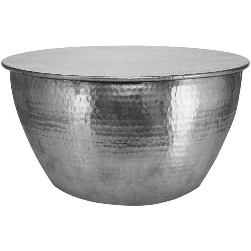 foto del prodotto womo design tavolino da salotto rotondo 59 x 30,5 cm tavolino da caff fatto a mano colore argento in alluminio tavolo design in metallo tavolino