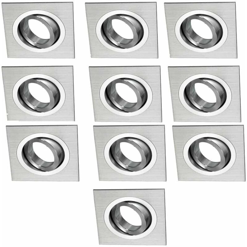 immagine 0 del prodotto wonderlamp classic w e000110 pack di faretti quadrati con portalampada gu10, grigio, 9 x 2.5 cm, 10 pezzi, alluminio
