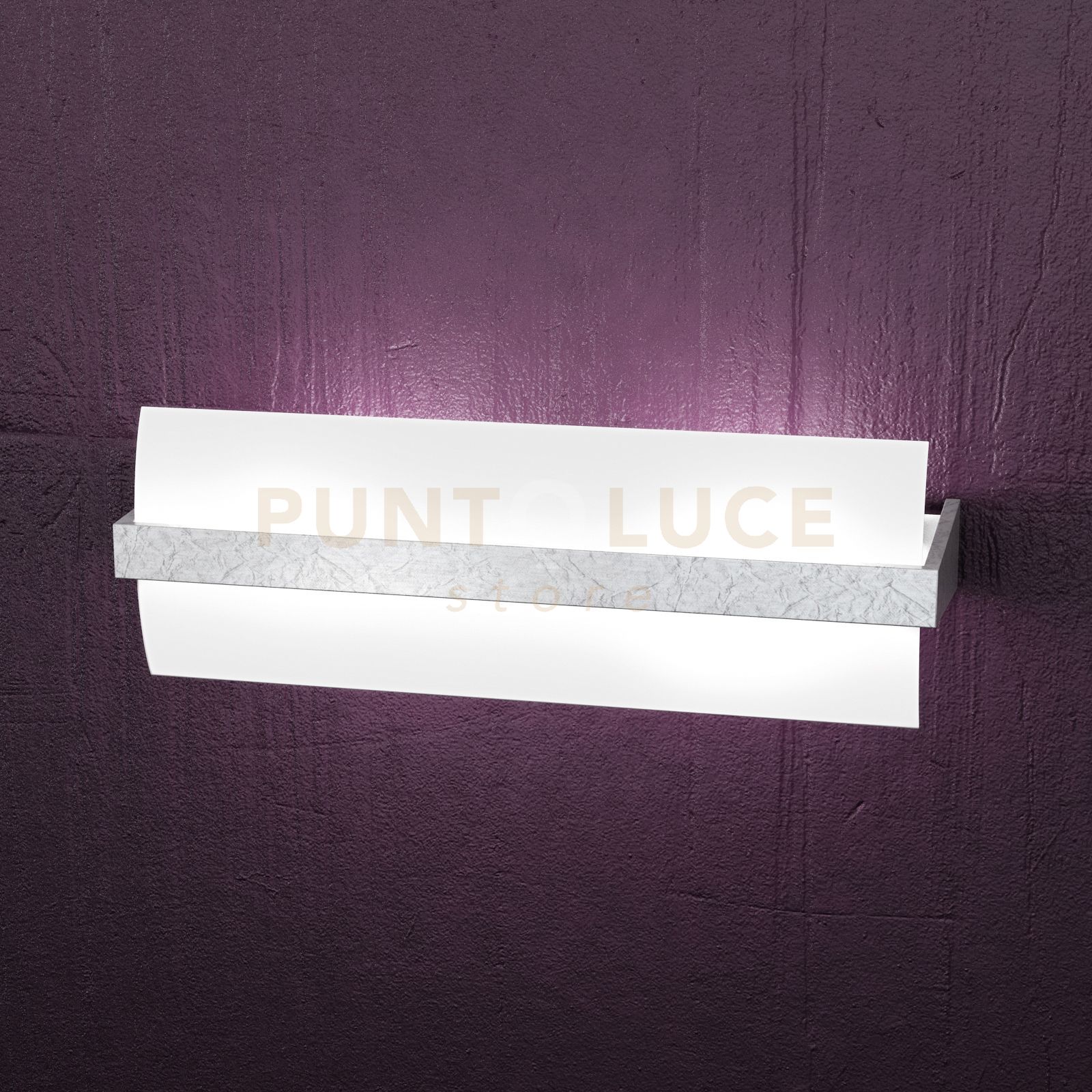 foto del prodotto wood applique cm.40 2 luci foglia argento 1019 a40 fa