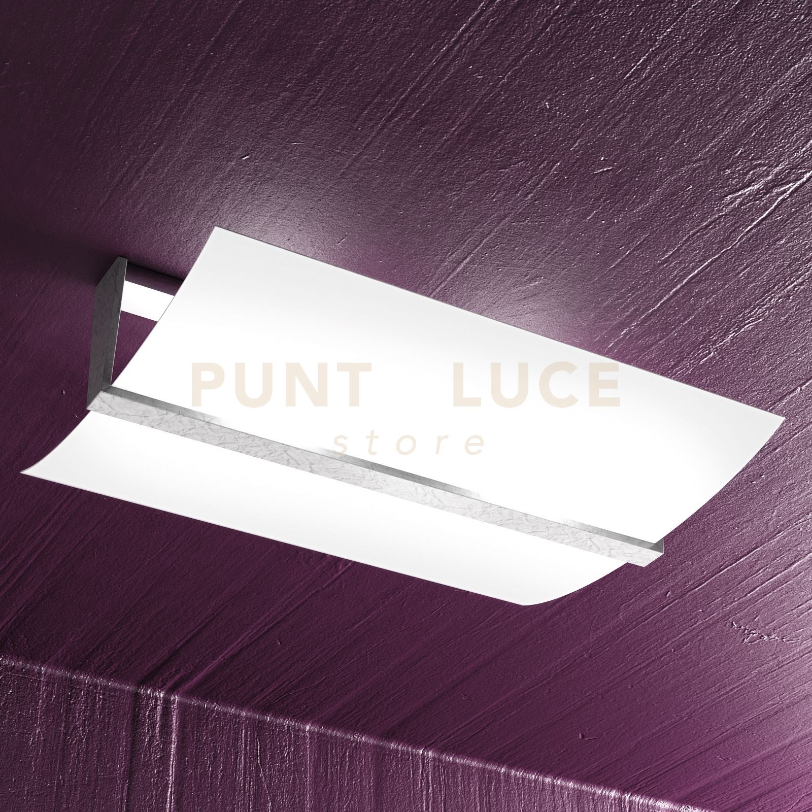 foto del prodotto wood plafoniera cm.50 2 luci foglia argento 1019 pl50 fa