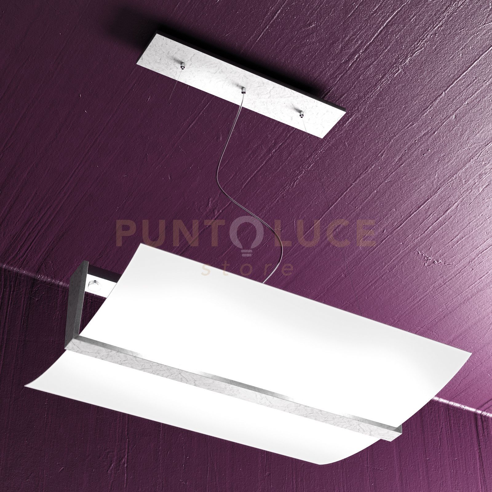 foto del prodotto wood sospensione cm.50 2 luci foglia argento 1019 s50 fa