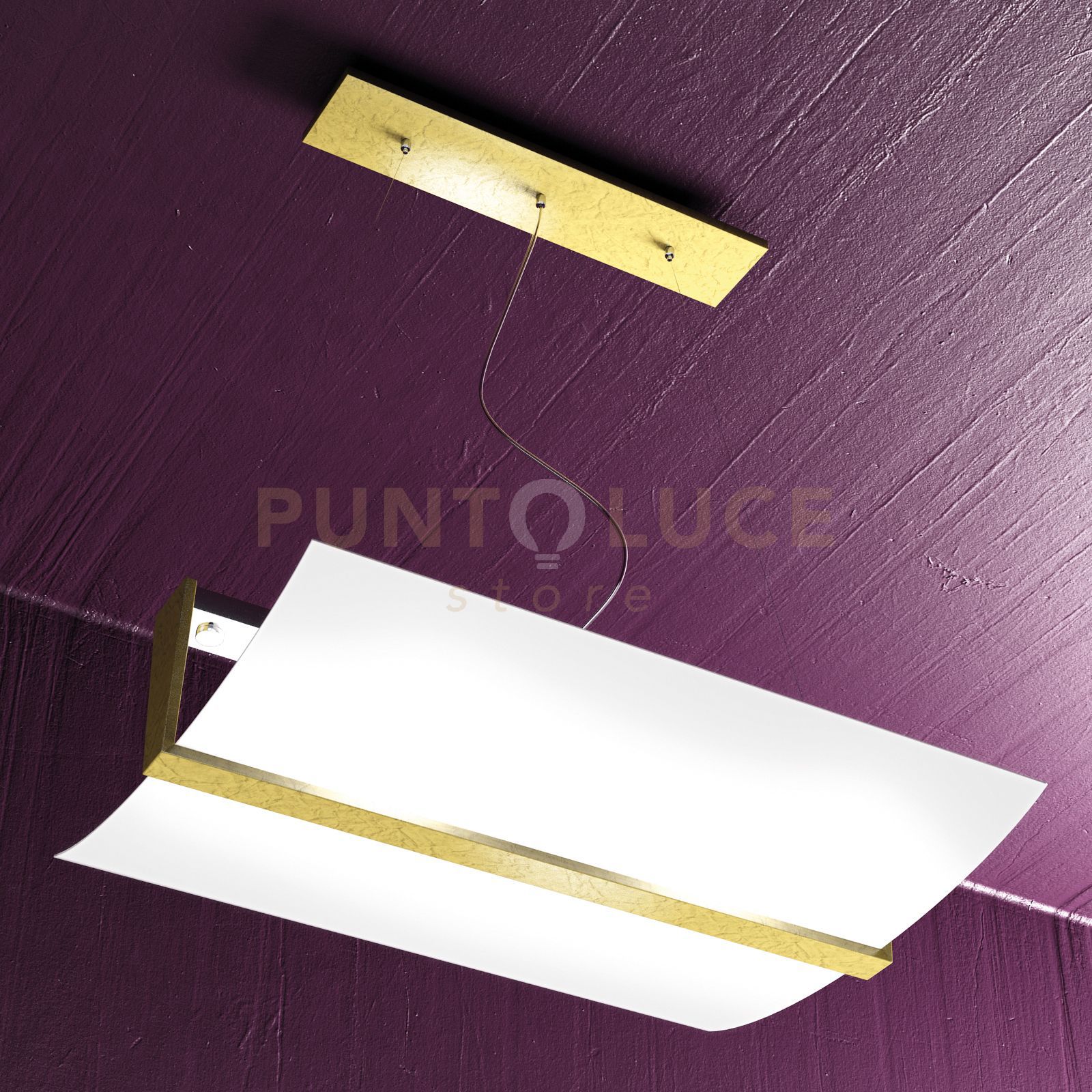 foto del prodotto wood sospensione cm.50 2 luci foglia oro 1019 s50 fo