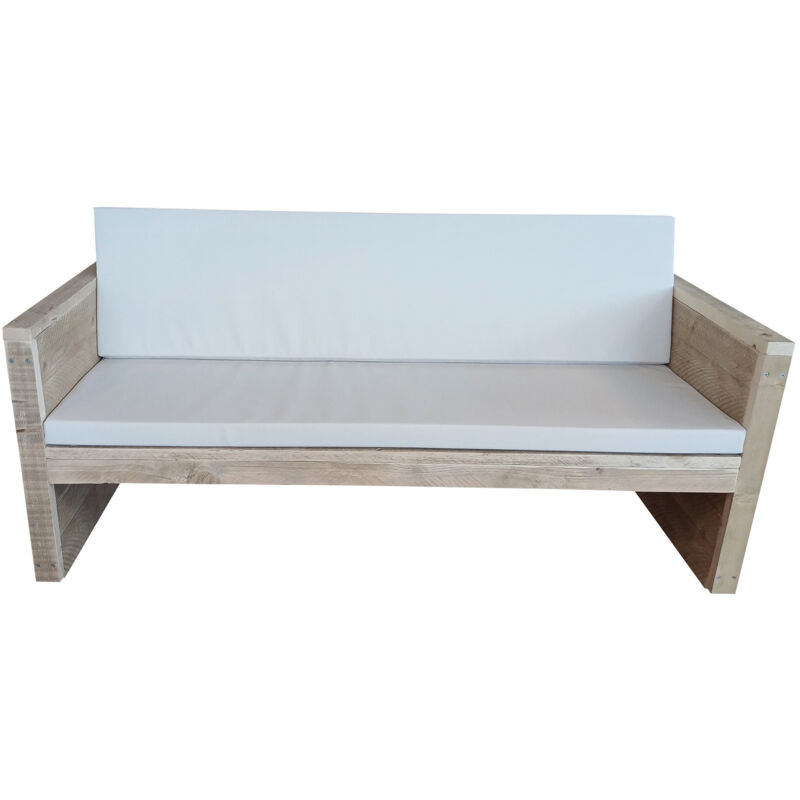 foto del prodotto wood4you panchina da giardino vlieland kit di montaggio impalcatura in legno cuscino incluso bianco