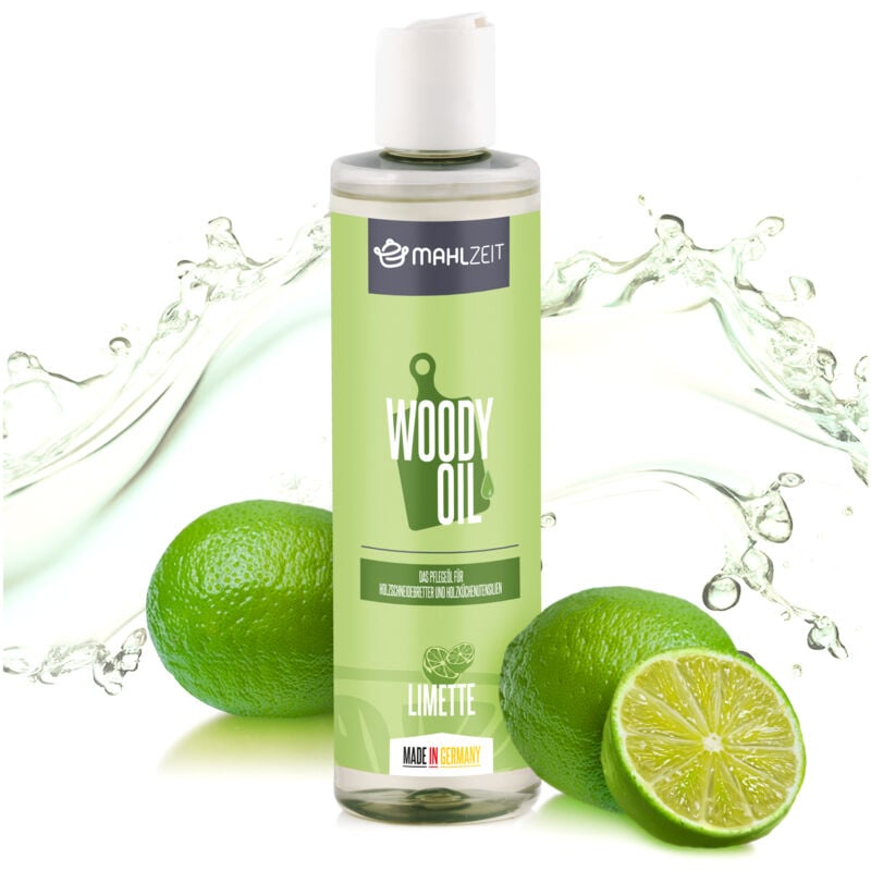foto del prodotto woody oil cura del legno, olio per taglieri e utensili da cucina in legno, 250 ml, profumo di limetta - mahlzeit