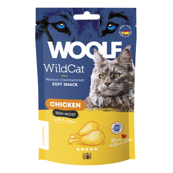 foto del prodotto woolf wildcat snack per gatti 50 gr pollo 1 ordine scegli lo sconto bzr5 bzr20 200 punti fedelt 