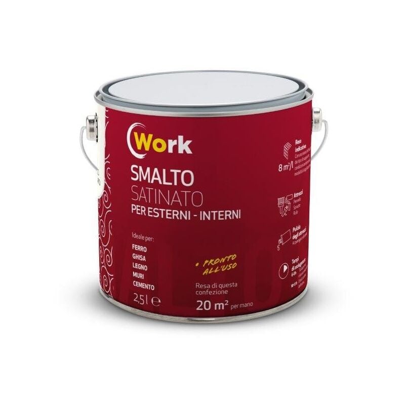 foto del prodotto work smalto solvente 2,5lt bianco satinato