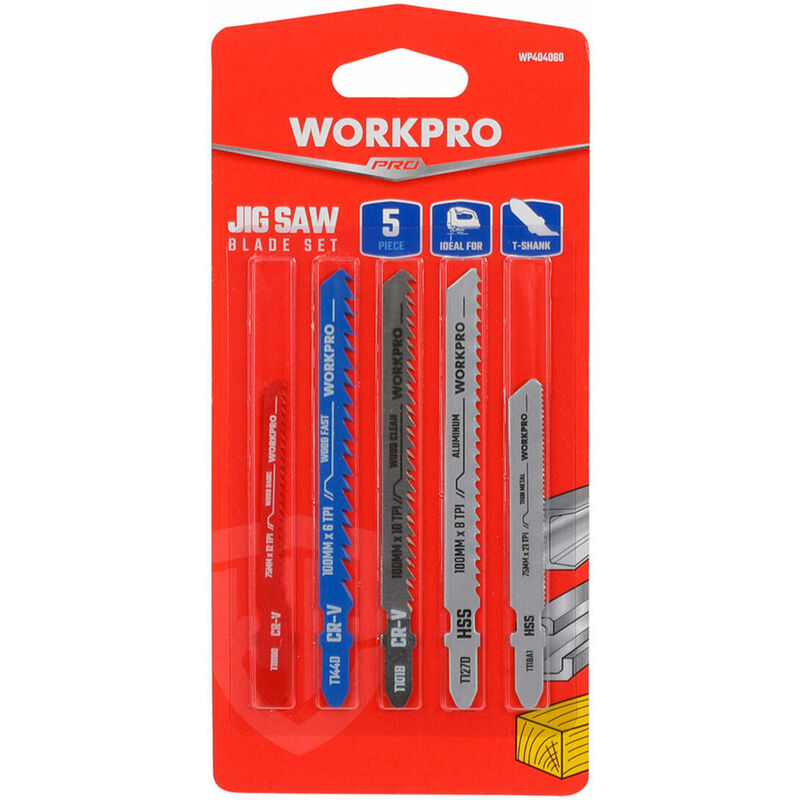 foto del prodotto workpro lama sega seghetto alternativo legno metallo 5 pezzi