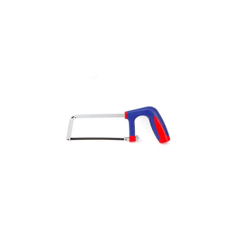 foto del prodotto workpro seghetto ad arco junior con prolunga di taglio da 15cm con impugnatura ergonomica in acciaio e gomma blu e rossa