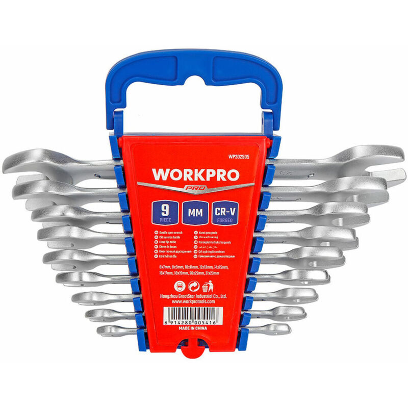 foto del prodotto workpro set di chiavi poligonali doppie aperte 9 pezzi
