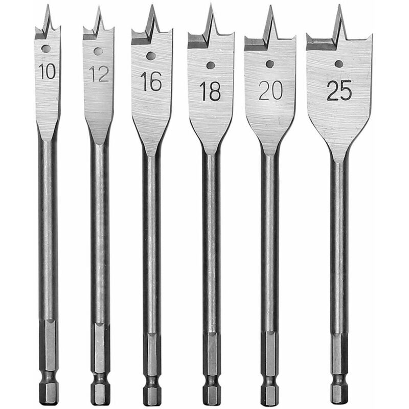 foto del prodotto workpro set di trapani 10, 12, 16, 18, 20, 25 mm acciaio al carbonio pala legno 6 pezzi