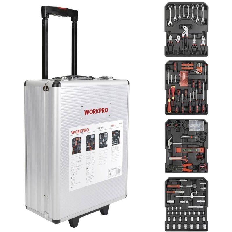 foto del prodotto workpro wp1050 kit utensili in valigia, con ruote 1050 parti