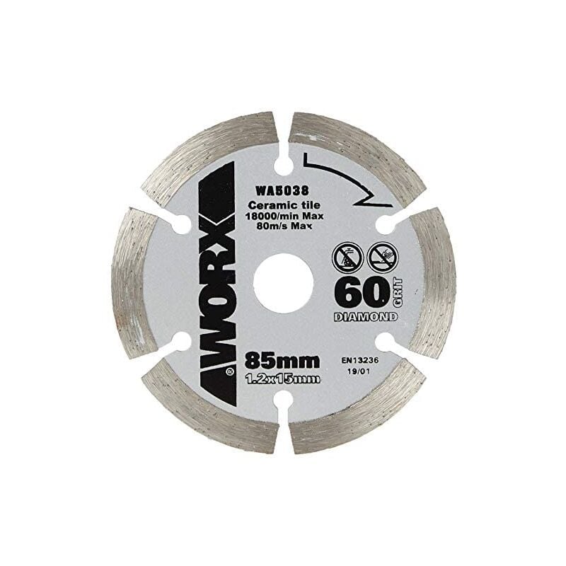 foto del prodotto worx lama diamantata diametro 85 mm denti per sega circolare taglio piastrelle