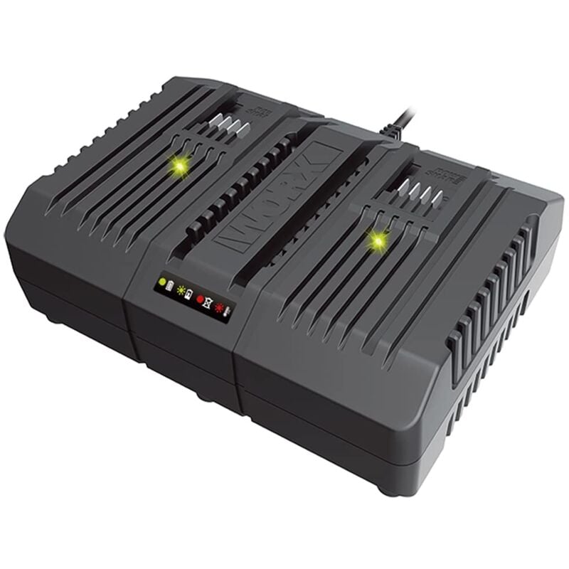 foto del prodotto worx wa3883 caricatore 20v doppio rapido da 2ah 2ah 100w