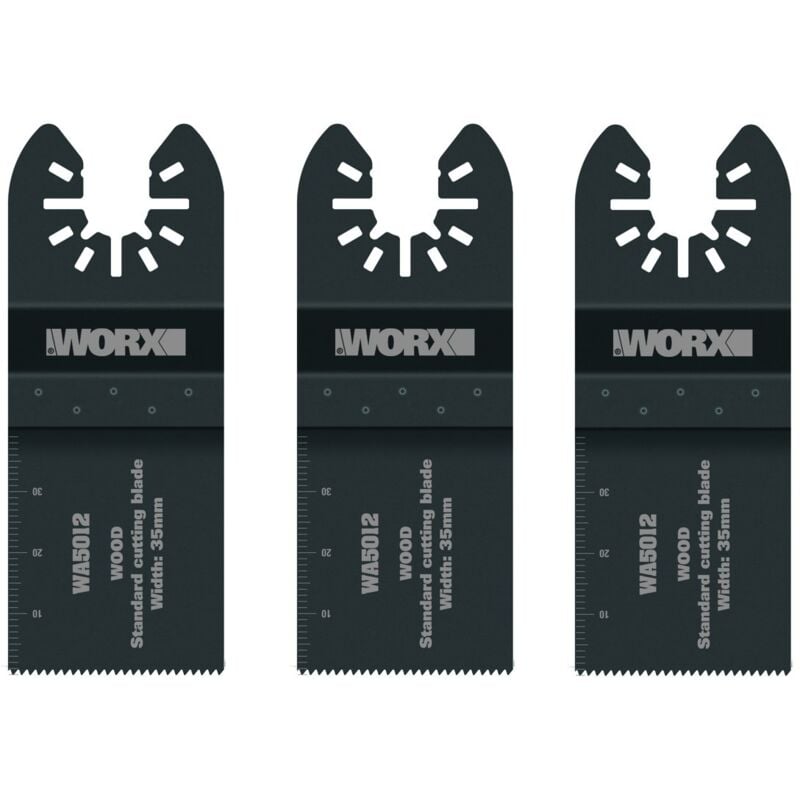 foto del prodotto worx wa5012.3 set 3 lame, nero, larghezza 35 mm per taglio legno, gesso, plastica, pvc, per multifunzione sonicrafter wx678 679 680 681 693