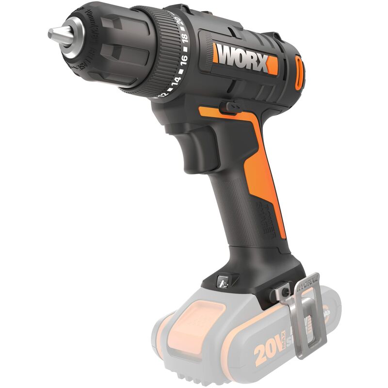 foto del prodotto worx wx100.9 trapano avvitatore a batteria 20 v potente avvitatore a batteria per forare e avvitare 20 + 1 livello di coppia fino a 30 nm