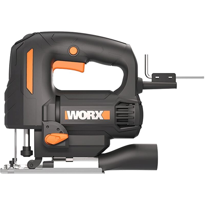foto del prodotto worx wx463 seghetto alternativo da 550 w per tagliare legno, acciaio e alluminio, ideale per tagli obliqui, corsa da 18 mm, con luce led, con