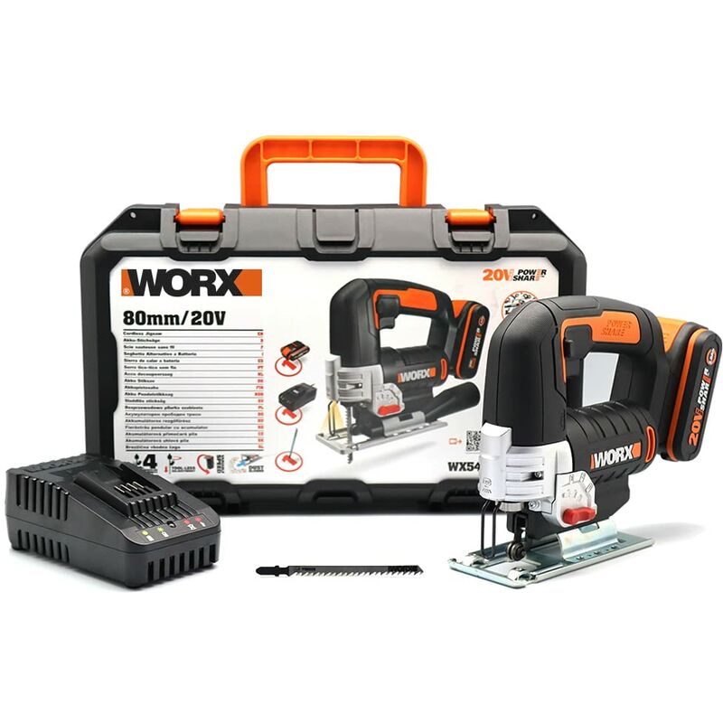 foto del prodotto worx wx543 seghetto alternativo 20v con 1 batteria da 2.0ah velocita variabile