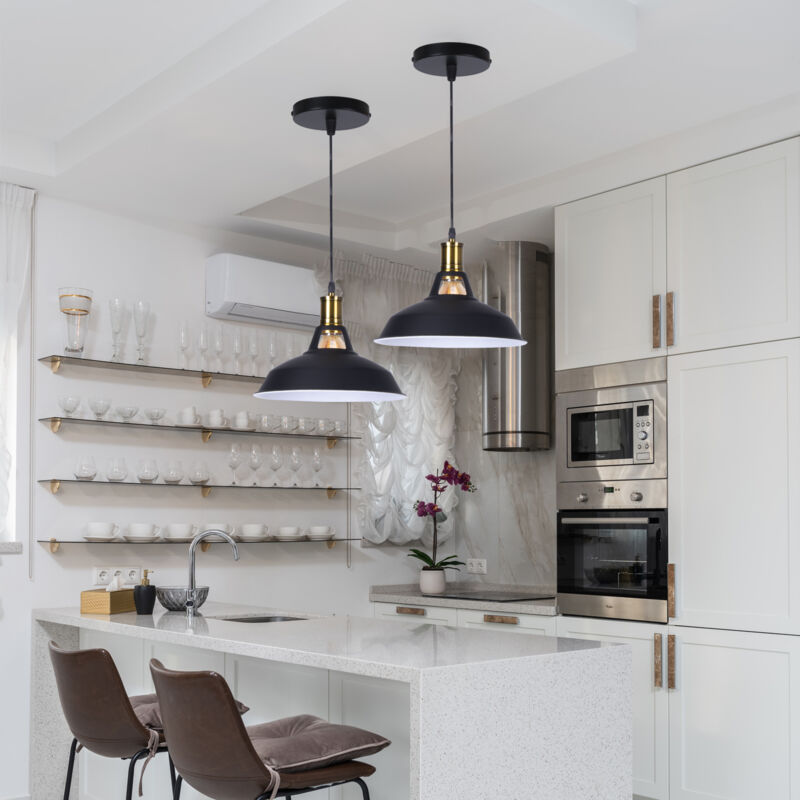 foto del prodotto wottes 2 pezzi lampada a sospensione retr luce pendente illuminazione a soffitto vintage in metallo interna per ristorante cucina sala da pranzo