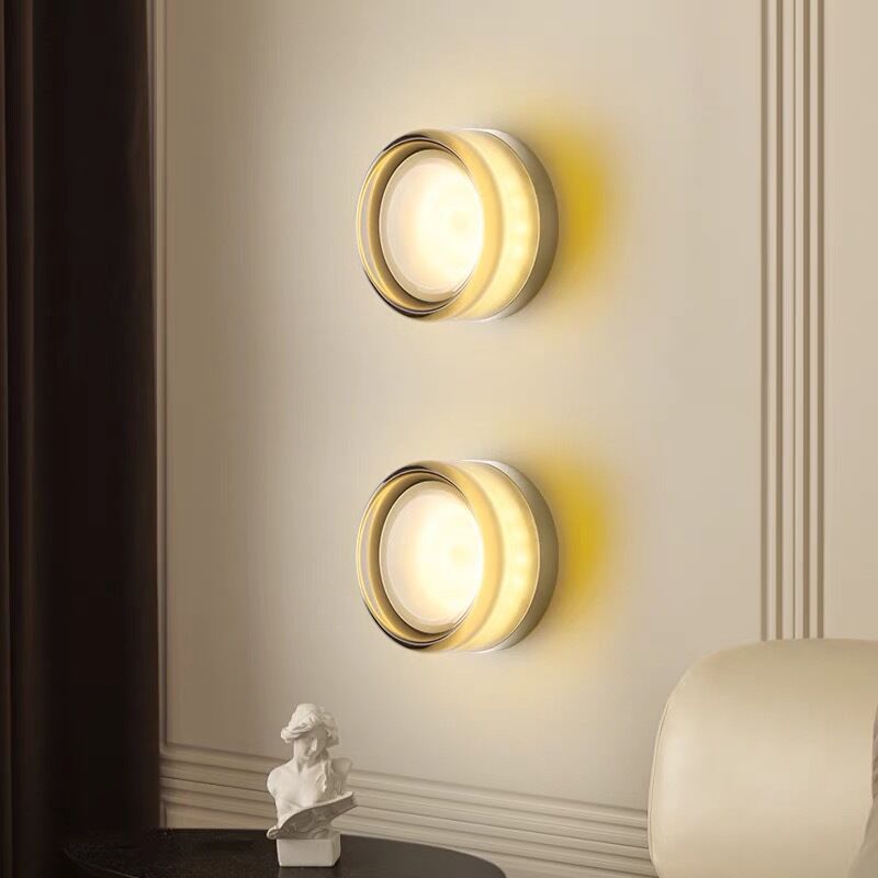 foto del prodotto wottes 2 pezzi moderno lampada da parete led grigio fumo applique da parete interno lampada da muro a forma di fossetta 13.5cm luce bianca calda