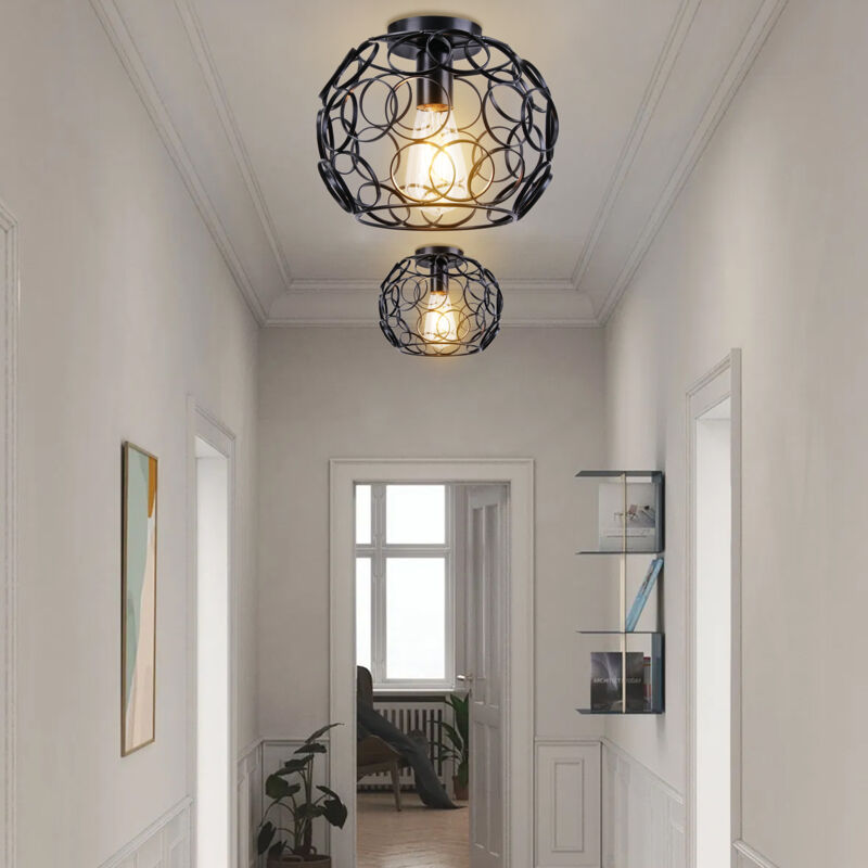 foto del prodotto wottes 2pcs moderno industriale e27 lampada da soffitto camera da letto soggiorno cucina ferro battuto creativo plafoniera nero