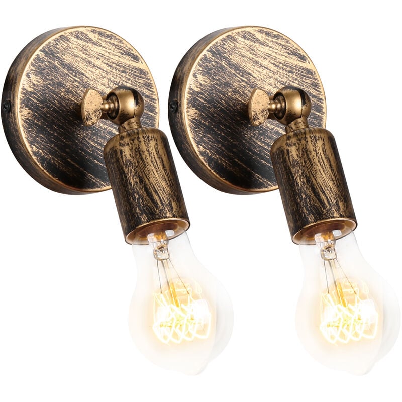 foto del prodotto wottes 2pcs vintage lampada parete industriale camera da letto soggiorno cucina e27 ferro battuto applique parete