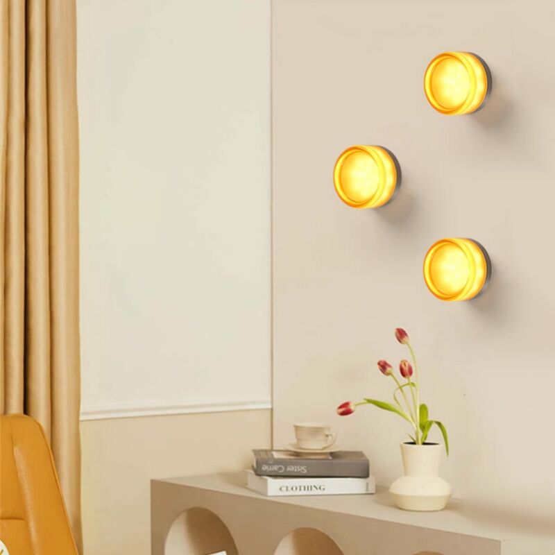 foto del prodotto wottes 3 pezzi moderno lampada da parete led arancione applique da parete interno lampada da muro a forma di fossetta 13.5cm luce bianca calda