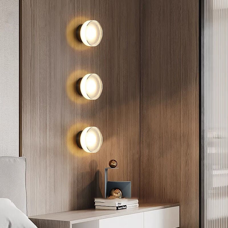 foto del prodotto wottes 3 pezzi moderno lampada da parete led nero applique da parete interno decorative lampada da muro 13.5cm luce bianca calda