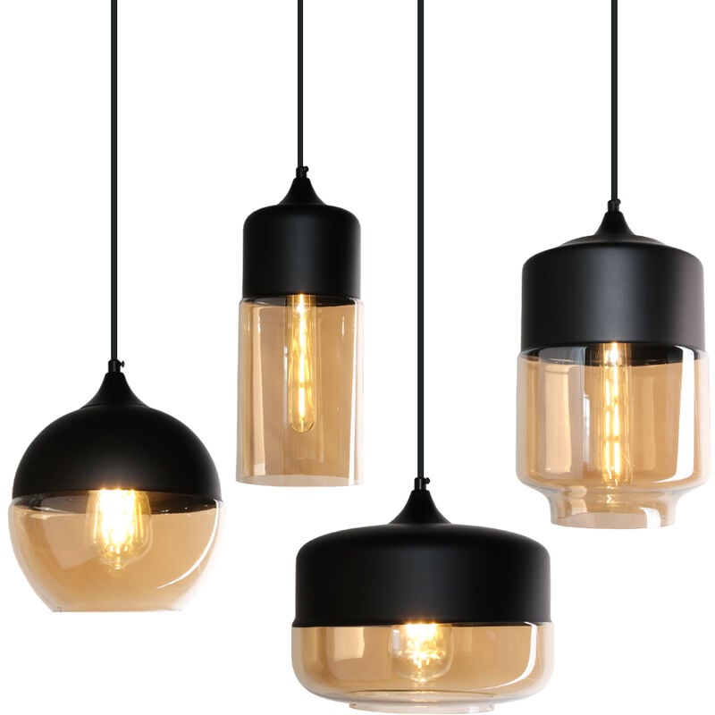 foto del prodotto wottes 4 pezzi lampada a sospensione vintage lampadario da soffitto in vetro e27 per camera da letto barra club