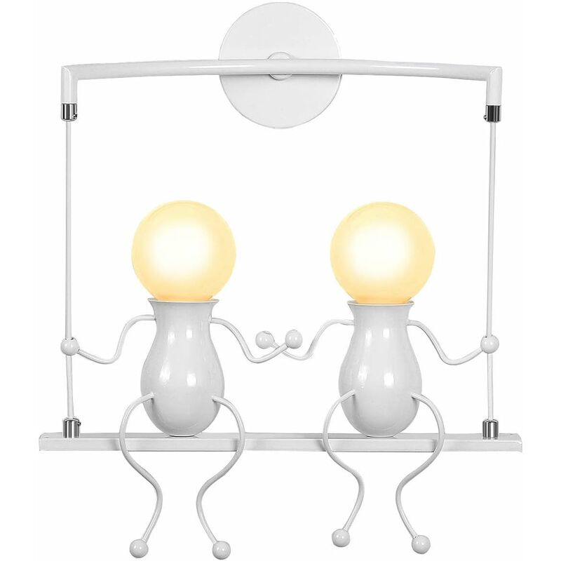 foto del prodotto wottes applique da parete interno moderno lampada da parete 2 swing bambini lampada a muro bianco per camera da letto corridoio soggiorno